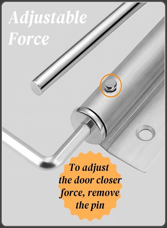 ACHARAJ Automatic Door Closer, 150 Degree Opening Angle Safety Spring Self Closing Hinge, Adjustable Catch Speed Closure, Auto Doors Top Latch Soft Close, Stainless Steel with Force Arm, Screws and Wrench - Image 3
